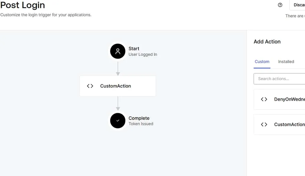 Auth0 Post Login Trigger with the custom Action