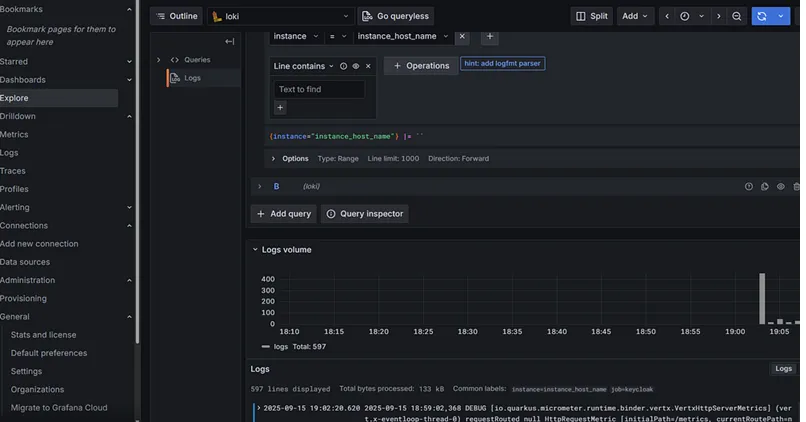Grafana LogView filtered by Instance